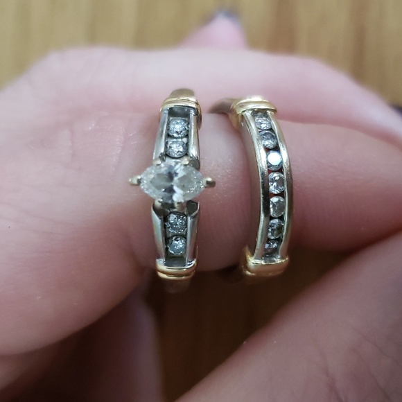 14k white gold wedding set